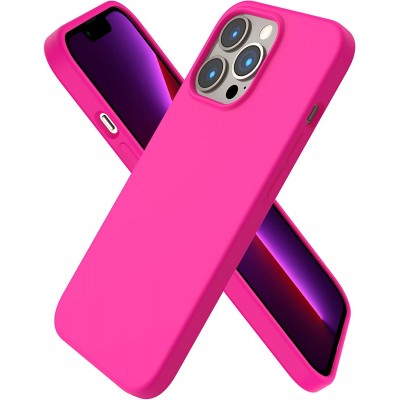 Husa iPhone 12 Pro Max, SIlicon Catifelat cu Interior Microfibra, Fuchsia